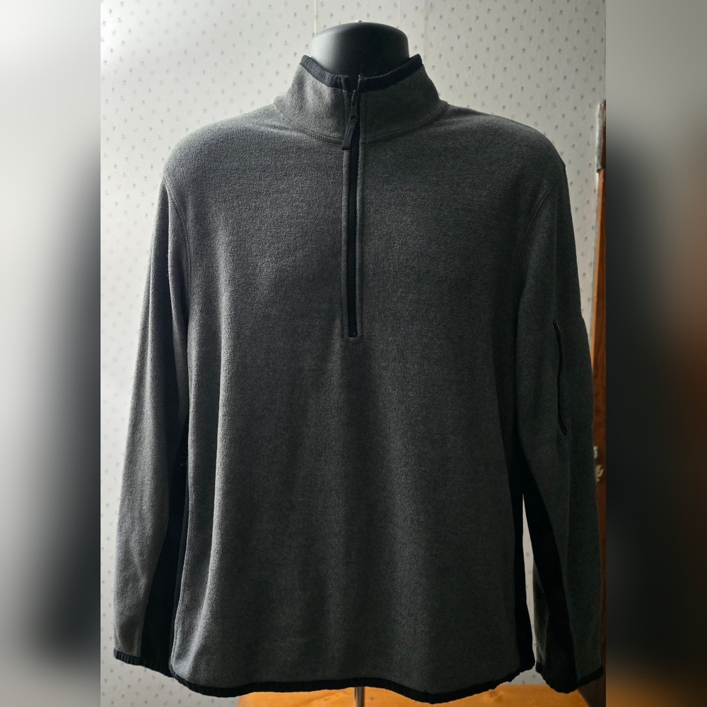 Banana Republic Mens Fleece Medium 1/4 Zip Pullover Gray Long Sleeve